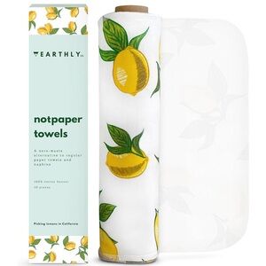 Earth White and Yellow unpaper towels with Lemon Design